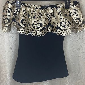 Embroidered Flounce Off Shoulder Top